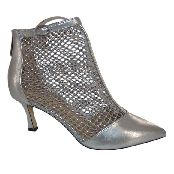 NEW Charles by Charles David Arnie Bling Sliver Mesh Metallic Booties Size 7 - Picture 3 of 9